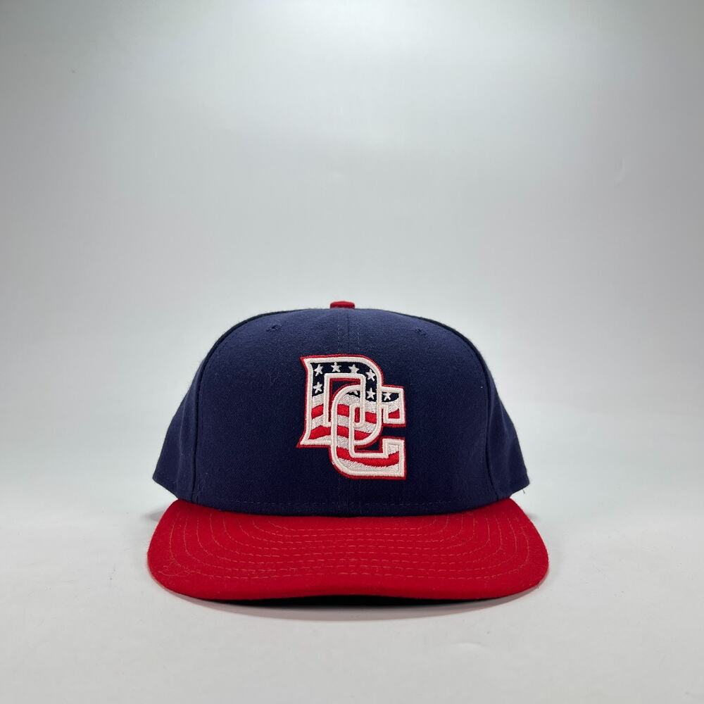 New Era 59FIFTY Washington Nationals Navy Fitted Hat Authentic Cap Mens Sz 7 1/4
